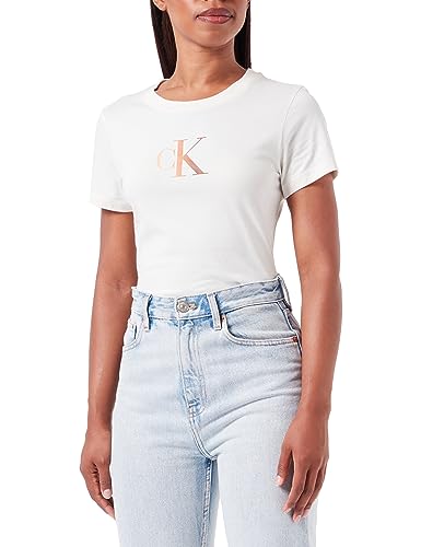 Calvin Klein Jeans Koszulka damska Gradient Ck Tee S/S, kość słoniowa, XXL