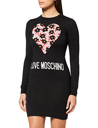 Love Moschino Damska sukienka z długim rękawem, czarny, 38 PL