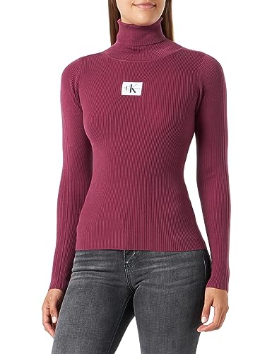 Calvin Klein Jeans Sweter damski z rolowanym dekoltem, Amaranth, XXS