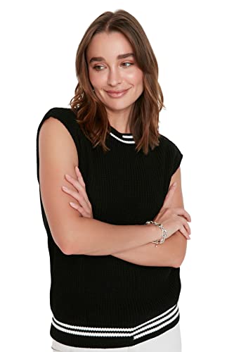 TRENDYOL Damska bluza Triko Süveter z kolorową bluzą, czarna, S, czarny, S