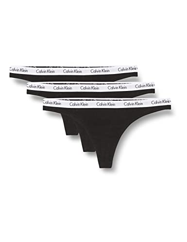 Calvin Klein Kobiety Stringi, Czarne, L, 3 szt