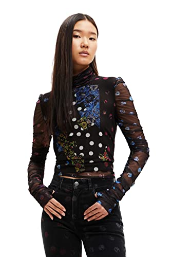 Desigual Damska koszulka z długim rękawem, czarny, S