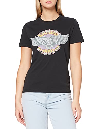 Lee Damska koszulka Slim Logo Tee T-Shirt, Washed Black, L