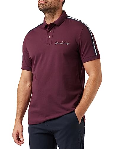 Armani Exchange Męska koszulka polo z wytłoczonym logo, Contrast Lines, czerwony, L
