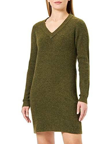 PIECES Damska sukienka PCELLEN LS z dekoltem w serek, NOOS BC, ciemny oliwkowy, XL