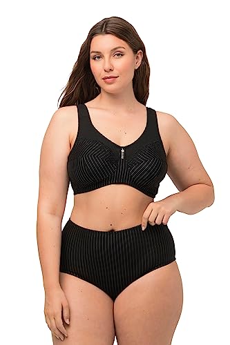 Ulla Popken Damski duży rozmiar, duże rozmiary, plus size, biustonosz odciążający, bez fiszbin, zawieszka ze strasu, Cup C - G czarny 110G 658495100-110G, czarny, 110G