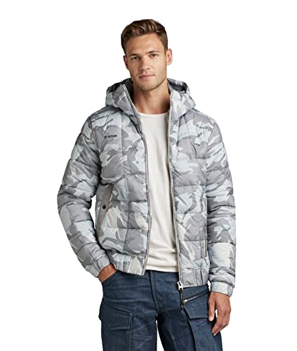 G-STAR RAW Meefic Squared Quilted męska kurtka z kapturem, Wielokolorowy (cool grey woodland camo D20126-C441-D436), XXL