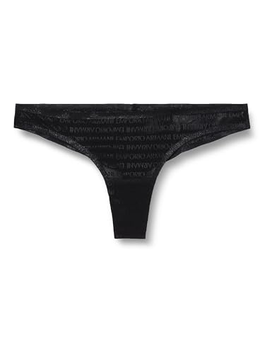 Emporio Armani Damskie figi Brazylijskie All Over z siateczkowym logo, czarny, XL