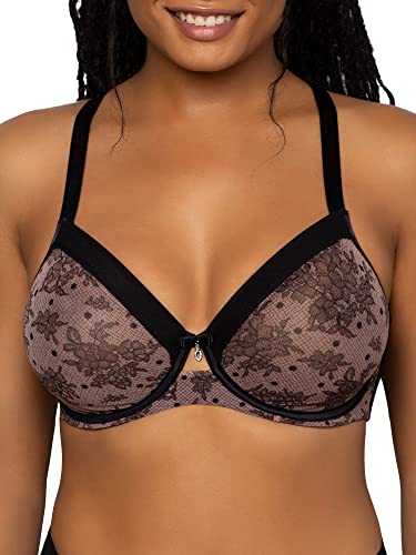 Curvy Couture Damski biustonosz bez fiszbin z siateczką, pełne zakrycie, Chantilly, 85F