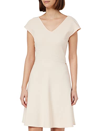 Armani Exchange Damska sukienka, podwójny dekolt w serek, mini długość, nude, bardzo mała, nude, XS
