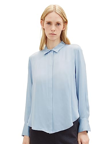 Satynowa bluzka damska TOM TAILOR basic, 26320-niebieski stonington, 42