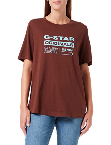G-STAR RAW Damska koszulka Originals Label Regular, Brązowy (Chocolate Lab D19953-4107-d312), M
