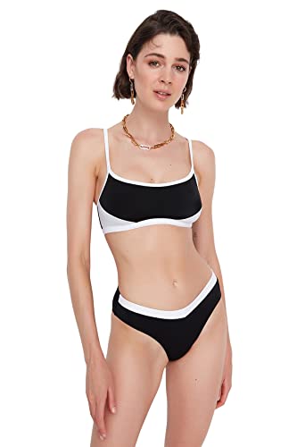 Trendyol Damski normalny stan normalny dół od bikini, Czarny, biały, 42