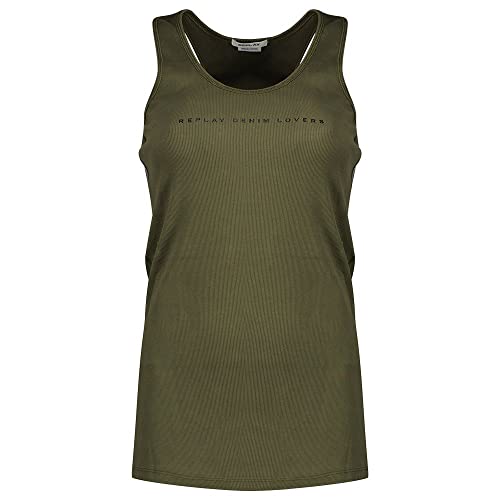Replay Damska koszulka na ramiączkach W3989H, 238 zieleń wojskowa, XL, 238 Army Green, XL