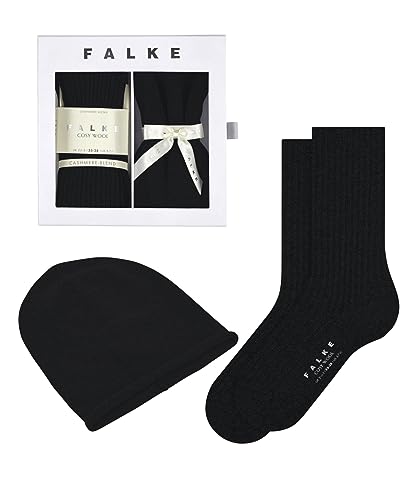 FALKE Cosy Cashmere zestaw upominkowy skarpety wełniane kaszmirowe, cienkie, jednokolorowe, 1 para, czarny (Black 3000), 42 EU