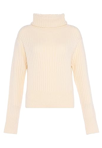 Libbi Blonda damski sweter z golfem w stylu leniwym, wąski sweter akrylowy wełniany biały, rozmiar M/L, biały (wollweiss), M