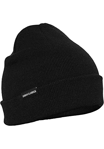 Urban Classics Czapka z dzianiny unisex Basic Flap Beanie, czarny (Black 00007), jeden rozmiar