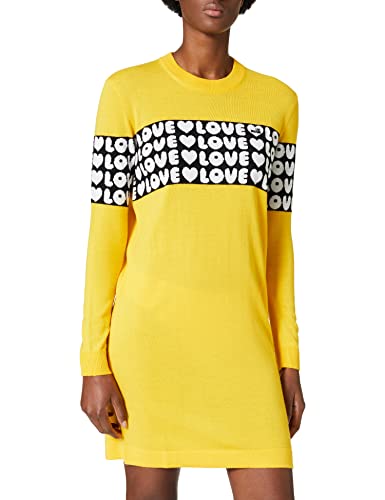 Love Moschino Damska sukienka z długim rękawem z wełny, żółty, 42