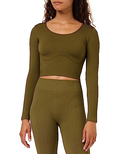 Sloggi Damski Ever Infused CBD Crop LS Top, Martini Olive, L, martini oliwka, L