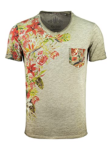 KEY LARGO Babylon t-shirt męski z dekoltem w serek, Mil.green (1502), S