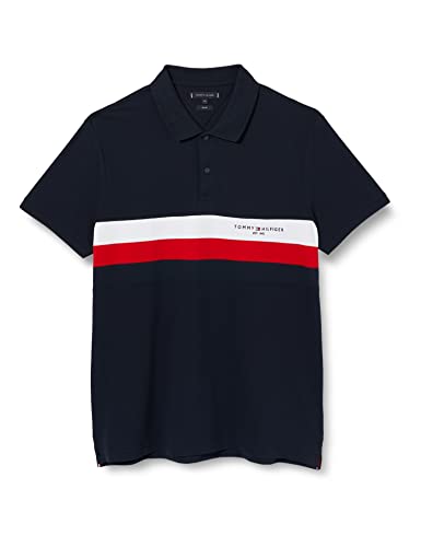 Tommy Hilfiger Męska koszulka polo w bloki kolorów Slim S/S, Pustynne niebo, S