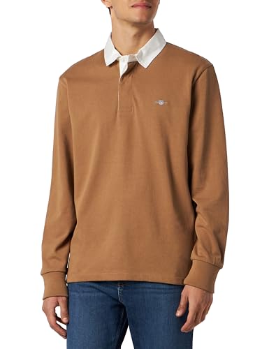 GANT Męski T-Shirt Reg Shield Heavy Rugger, Ciepły khaki., XL