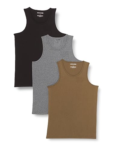 Bestseller A/S Męski tank top, Dark Grey Melange/Pack: Olive Night - Black, XL