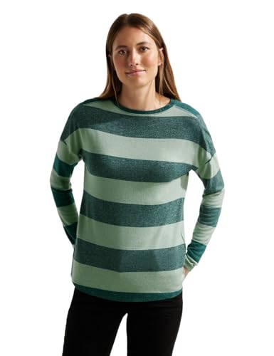 Cecil Damska koszula z długim rękawem w paski, Przezroczysty melanż zielony szałwiowy, XXL