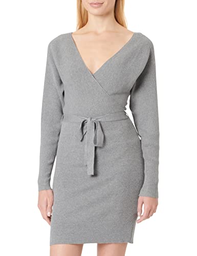 VERO MODA Damska sukienka Vmhollyrem Ls z dekoltem w serek Ga Noos, Medium Grey Melange, XS