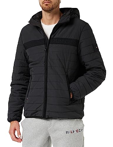 Tommy Hilfiger Męska kurtka z kapturem GMD, czarna, 3XL, Czarny