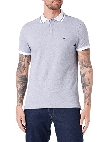 Tommy Hilfiger Męska koszulka polo Pretwist Mouline Tipped S/S, Biały/pustynne niebo Moulin, L