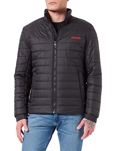 HUGO Męska kurtka pikowana Benti221 wodoodporna z nadrukiem logo, czarny (Black1), M