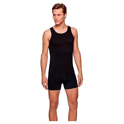 BOSS Męski tank top oryginalny podkoszulek z bawełny o delikatnej strukturze RIPP, czarny, XXL