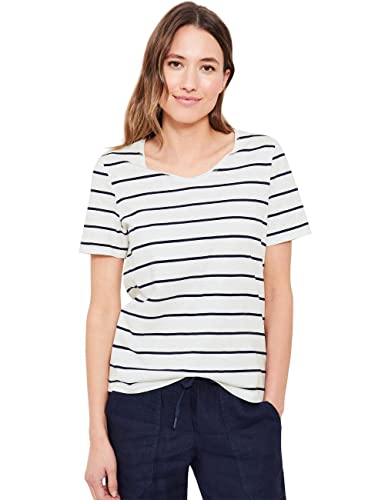 Cecil Damska koszulka z krótkim rękawem w paski, Vanilla White, M