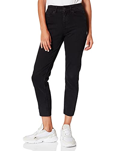 PIECES Pcluna Straight Mw Ank Blc Noos Bc dżinsy damskie, czarny, 27W x 32L