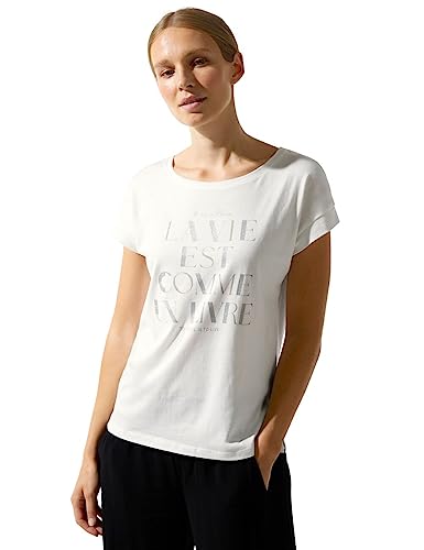 Street One Damska koszulka letnia z nadrukiem, Off White, 44