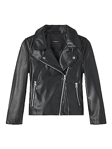 NAME IT Dziewczęca Nkfmadina Faux Pu Jacket Noos kurtka, czarny, 152 cm