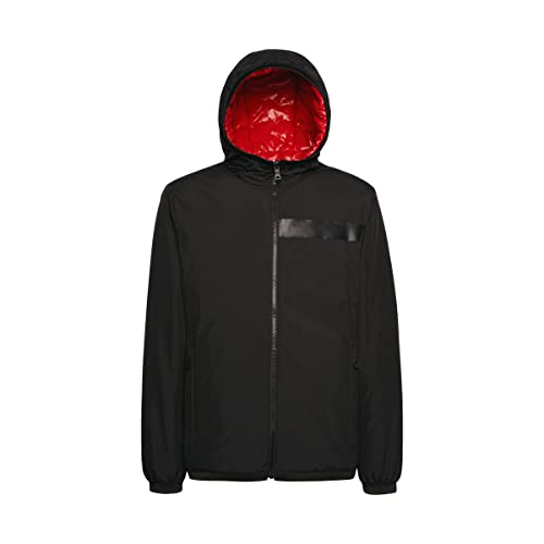 Geox Męska kurtka Renan, czarna/True RED, 46 (DE)