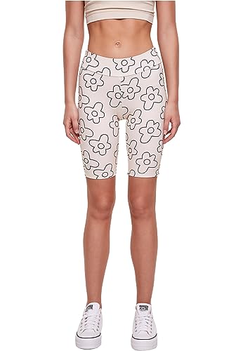 Urban Classics Damskie szorty High Waist AOP Tech Cycle szorty damskie krótkie czarne, Kwiat trawy miękkiej, S