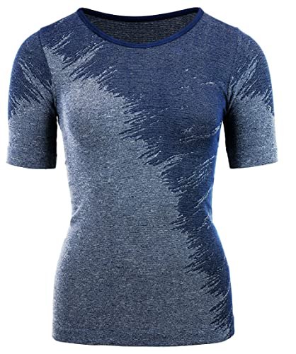 duParc Damska koszulka sportowa Active Wear, bezszwowa, szybkoschnąca, z efektem melanżu, niebieski, XL