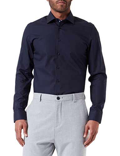 Seidensticker Męska koszula z długim rękawem slim fit, NIEBIESKI, 46