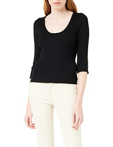 Morgan Damski sweter z rękawami ¾ FINE Gauge, Czarny, XL