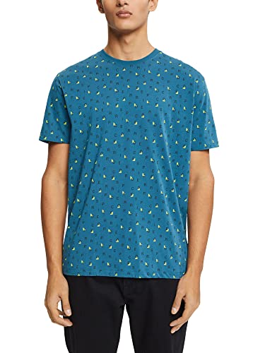 edc by ESPRIT Męski t-shirt 112CC2K305, 463/DARK turkusowy 4, M, 463/Dark Turquoise 4, M