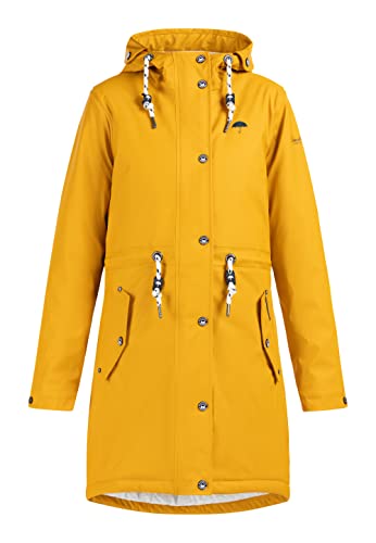 Schmuddelwedda Damski płaszcz przeciwdeszczowy z watowaniem, musztardowy, XL