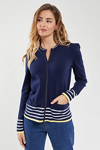 Armor Lux zamek błyskawiczny kardigan, uszczelka/biały/grejpfrut, XXL damski, Pieczęć/Biały/Grejpfrut, XXL