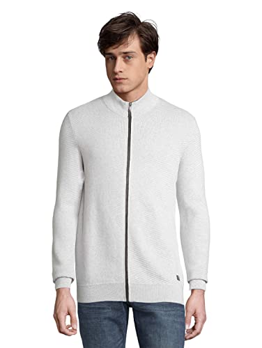 TOM TAILOR Denim Męskie Kardigan ze stójką 1028392, 15398 - Light Stone Grey Melange, XXS