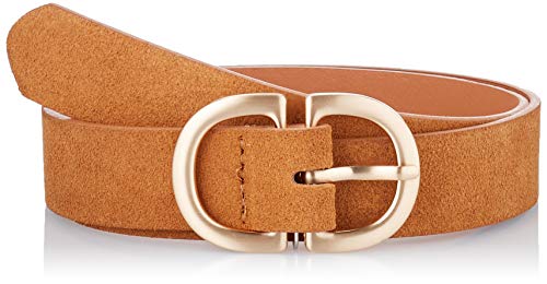PIECES Damski pasek Pcjuva Suede Jeans Belt Noos, koniak/Szczegóły: w szczotkowanym złocie Buckle