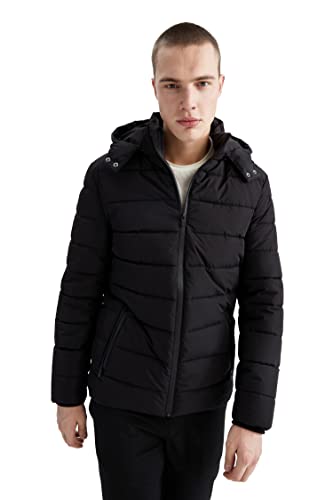 DeFacto Płaszcz męski do odzieży rekreacyjnej - DeFacto płaszcz męski do odzieży wierzchniej (czarny, M), czarny