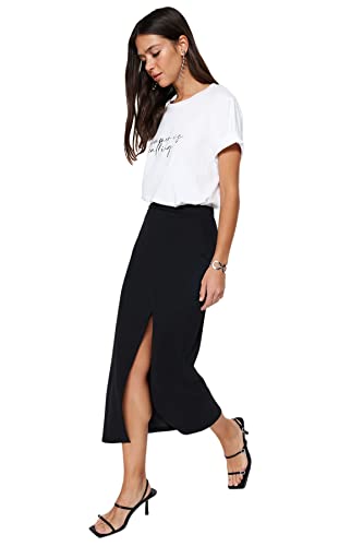 Trendyol Damska spódnica ołówkowa slim fit dzianinowa spódnica, czarna, XL, Czarny, XL