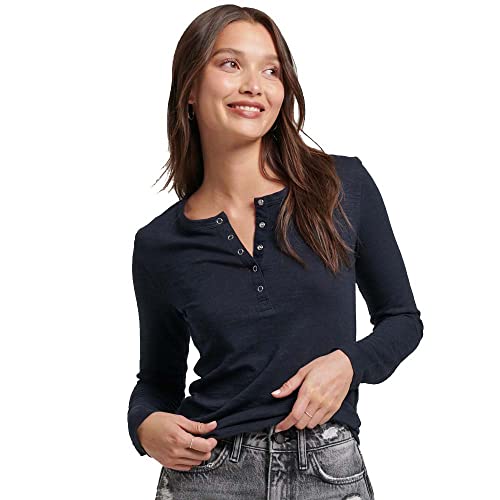 Superdry Studios Damska koszulka Henley, Eclipse Navy, 40